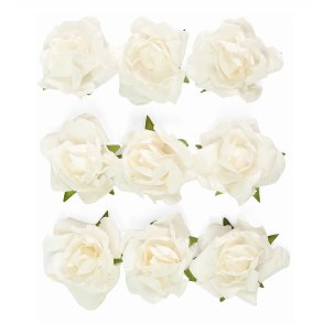 Hvide rosenknopper selvklbende 3cm, 9 stk.