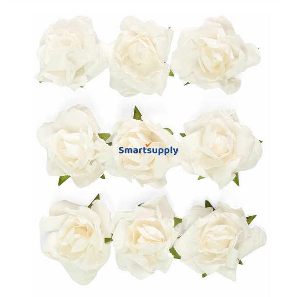 Hvide rosenknopper selvklbende 3cm, 9 stk.
