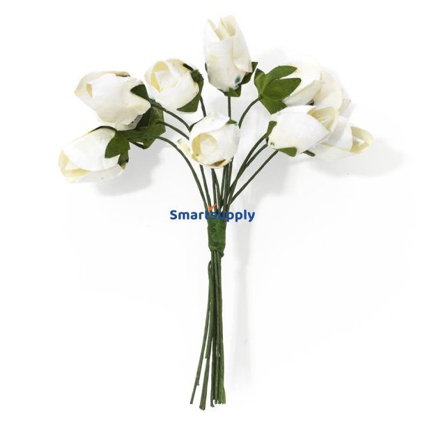 Hvide tulipaner blomster bundt med formbar stilk 9cm, 10 stk.