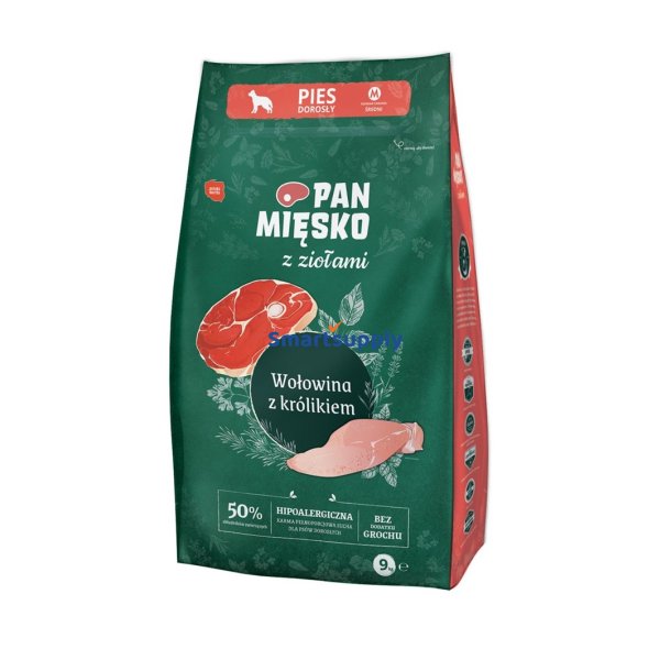 PAN MISKO with herbs Beef with rabbit M - trfoder til hunde - 9kg