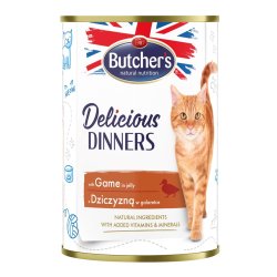 BUTCHER'S Delicious Dinners Pieces med vildt i gel� - v�dt kattefoder - 400g