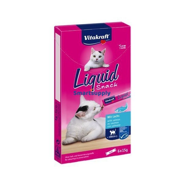 Vitakraft Flydende Snack Laks - Kattegodbidder - 6 X 15G