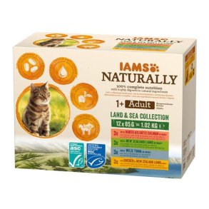 IAMS Naturally Adult Land and Sea collection - vd kattefoder - 12 x 85g