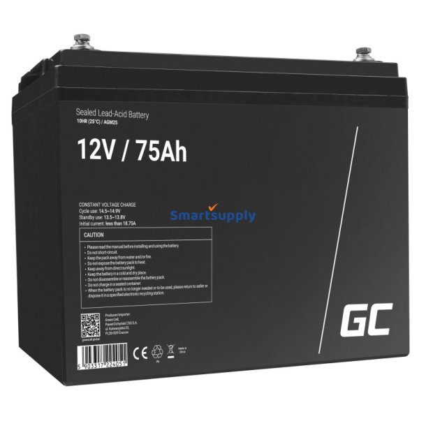 Green Cell Agm25 Ups Batteri Forseglet Blysyre (Vrla) 12V 75 Ah