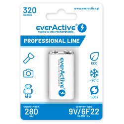 EverActive Ni-MH 6F22 9V 320 mAh Professional Line genopladelige batterier