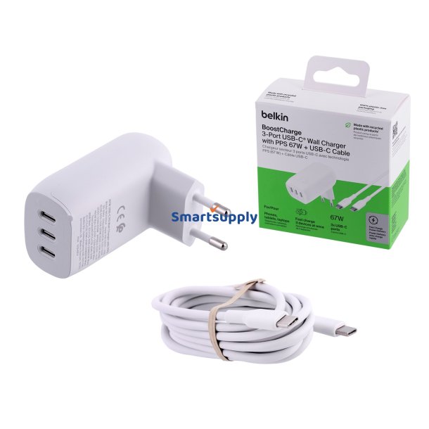 Belkin Boostcharge Laptop, Smartphone, Universal White AC Hurtig Opladning Indendrs