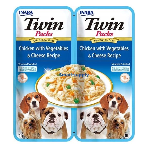 Inaba Dog Twin Kylling Med Grntsager Og Ost I Bouillon  Hundegodbid  2X40g