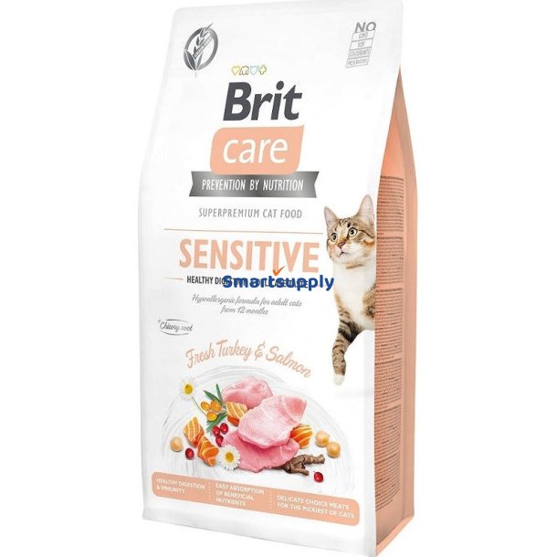 Brit Care Kornfri Sensitive Kalkun &amp; Laks - Trfoder Til Kat - 2 Kg