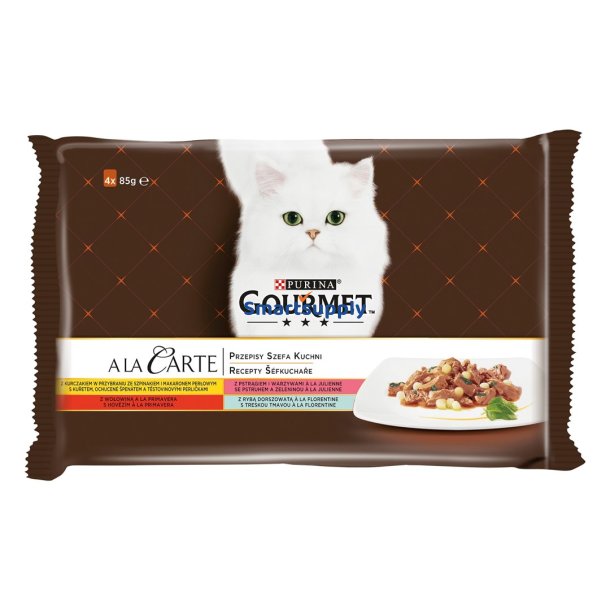 Gourmet A La Carte Kylling, rred, Oksekd Og Fisk - Vdfoder Til Katte - 4 X 85 G
