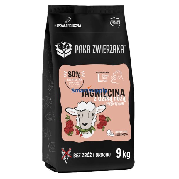 PAKA ZWIERZAKA Puppy Lamb with wild rose L - trfoder til hunde - 9kg