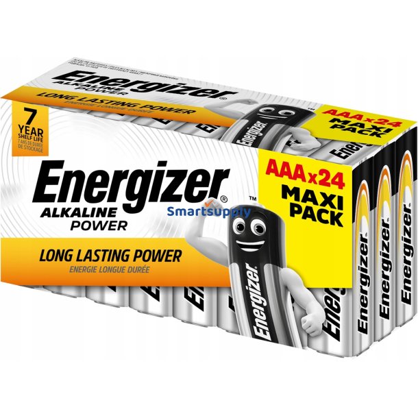 Energizer Batterier Alkaline Power Aaa Lr03 Maxi Pakke 24 Stk Nyhed