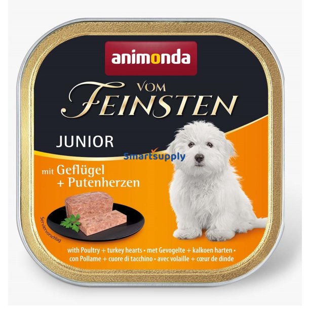 Animonda Vom Feinsten Junior Fjerkr Og Kalkunhjerte - Vdfoder Til Hunde - 150G