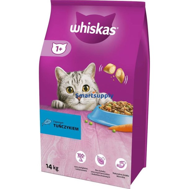 WHISKAS Adult with delicious tuna - trfoder til kattekillinger - 14kg