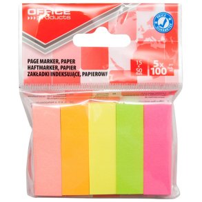 Indeks faner mix farver 15x50mm 5x100 stk