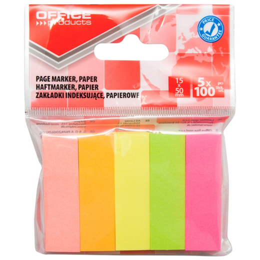 Indeks faner mix farver 15x50mm 5x100 stk
