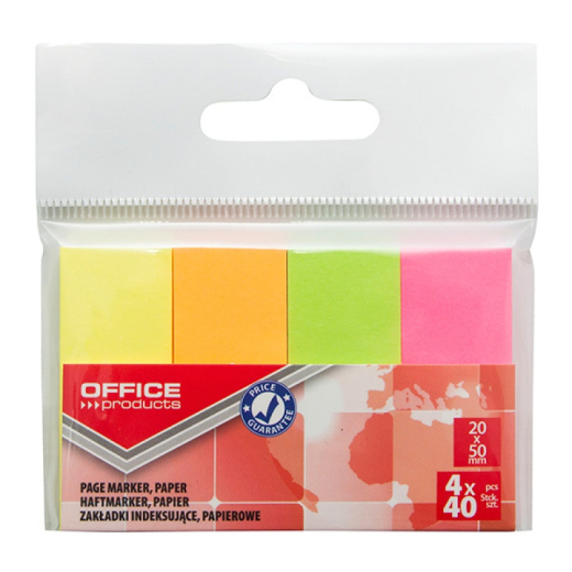 Indeks faner mix neon farver 20x50mm 4x40 stk