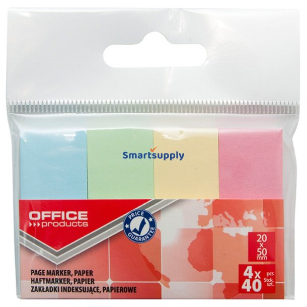 Indeksfaner mix pastel farver 20x50mm 4x40 stk