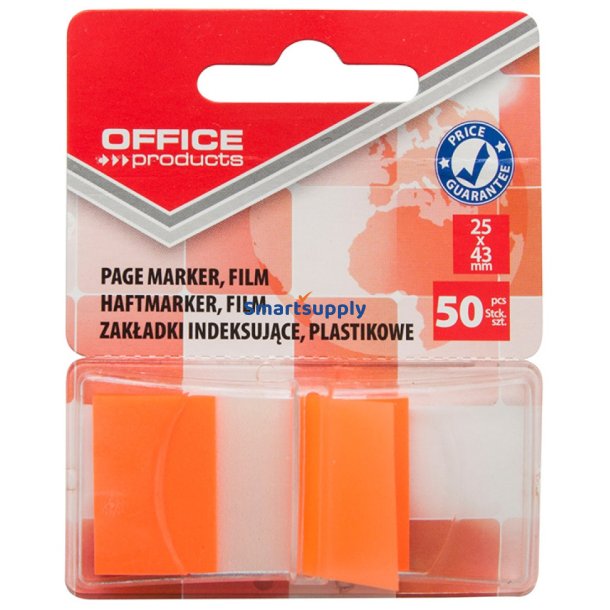 Index faner i dispenser orange 25x43mm 50 stk