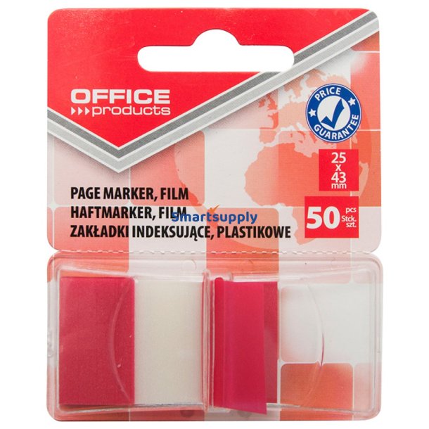 Index faner i dispenser r�d 25x43mm 50 stk