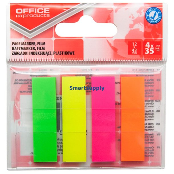 Indexfaner mix neon farver 12x43mm 4x35 stk