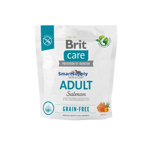 Brit Care Dog Kornfri Voksen Sm &amp; Mellemlaks - Trfoder Til Hunde - 1 Kg