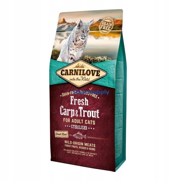 CARNILOVE Cat Sterilised Frisk Karpe og rred - trfoder til katte - 6 kg