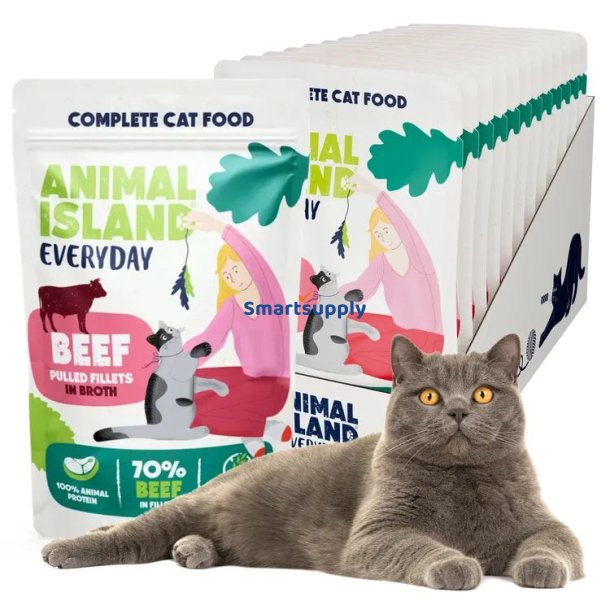 Animal Island Everyday Oksefilet I Bouillon - Vdfoder Til Katte - 12 X 85G