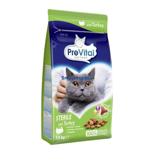 PREVITAL Sterile Turkey - trfoder til kattekillinger - 1,4kg