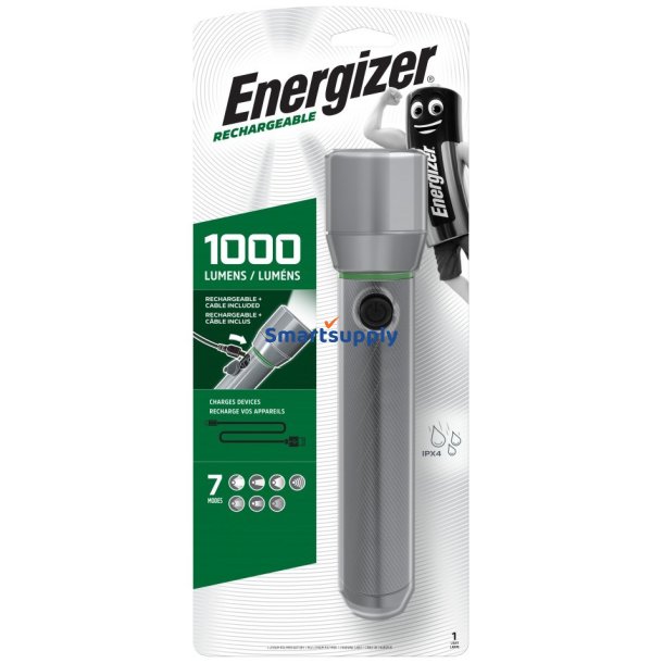 Energizer Metal Vision HD Genopladelig LED Hndholdt Lommelygte 1000 Lm, Usb-Opladning