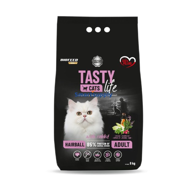 Biofeed Tasty Cats Life Hairball Rabbit - Trfoder Til Kat - 8 Kg