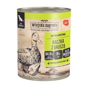 WIEJSKA ZAGRODA Duck with pear - vdfoder til hunde - 800g