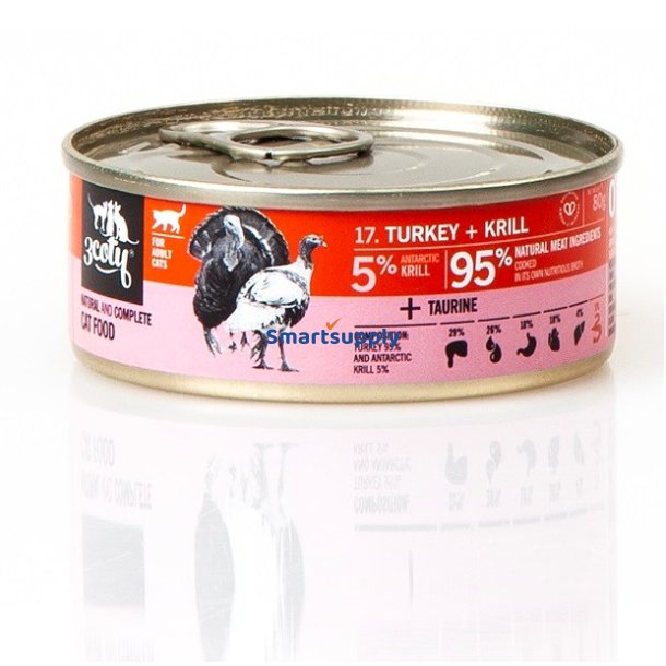 3Coty Kalkun Med Krill - Vdfoder Til Katte - 80G