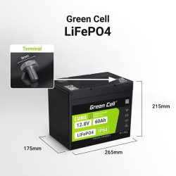 Green Cell LFPGC12V60AH UPS batteri Lithium jern fosfat (LiFePO4) 12,8 V 60 At