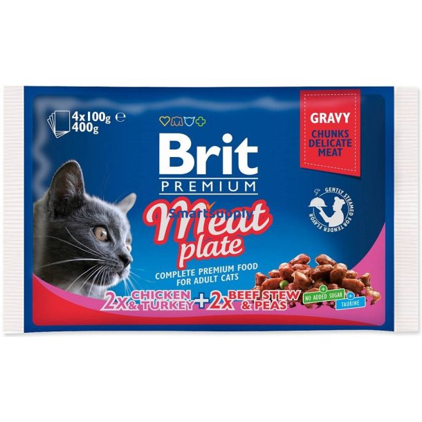 Brit Premium Cat Meat Tallerken - Vdfoder Til Katte - 4X100g