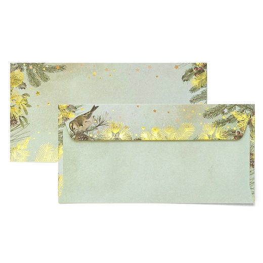 Julem�nster guld/gr�n kuverter 10 stk. 110mm x 220mm (DL)