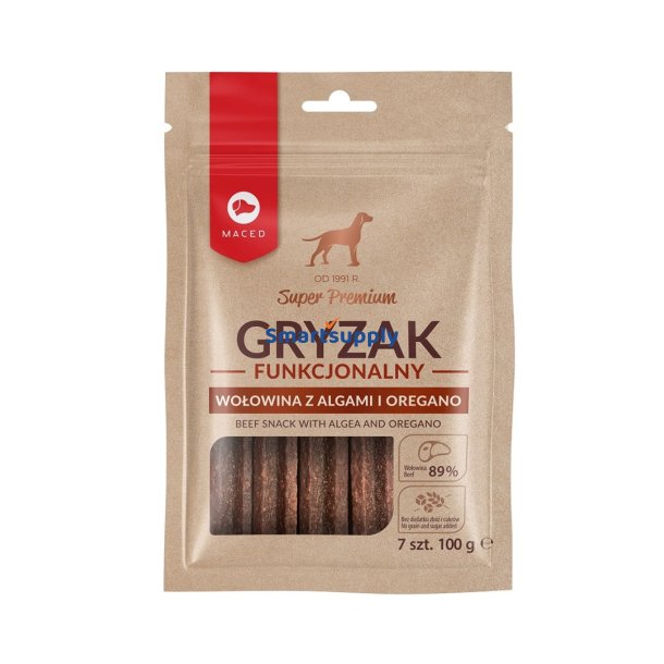 Maced Oksekdssnack Med Alger Og Oregano - Hundetygge - 100G