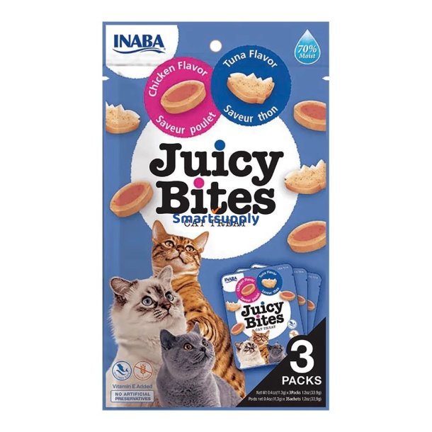 Inaba Juicy Bites Kylling Og Tun - Kattegodbidder - 3&times;11,3G