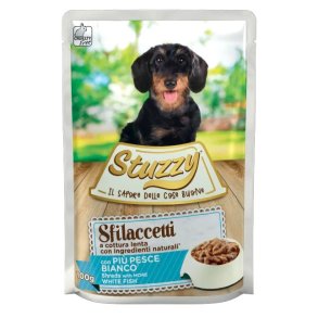 STUZZY Sfilaccetti med hvidt fiskekd - vdt hundefoder - 100g