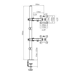 Maclean Dobbelt Lodret Skrm Skrivebordsmonteret Skrmholder Max Vesa 100X100, 13-27