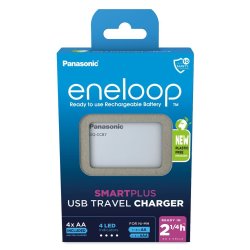 USB Batterioplader Panasonic Eneloop Smartplus Bq-Cc87 + 4X Aa 2000 mAh