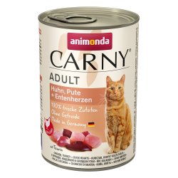 ANIMONDA Carny Adult Chicken, turkey, duck hearts - vd kattefoder - 400g