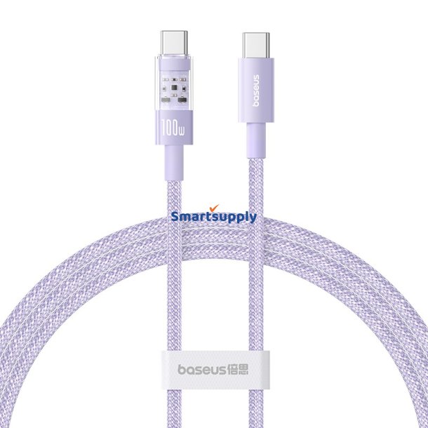Baseus Gem Usb-C Til Usb-C Hurtigopladningskabel 1 M 100 W Lilla