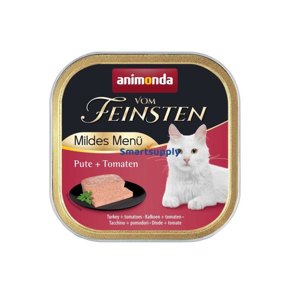 Animonda Vom Feinsten Adult Mildes Men&uuml; Kalkun Med Tomater - Vdfoder Til Katte - 100G