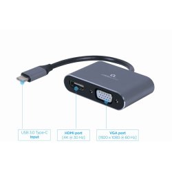 Cablexpert A-USB3C-HDMIVGA-01 USB grafisk adapter Gr