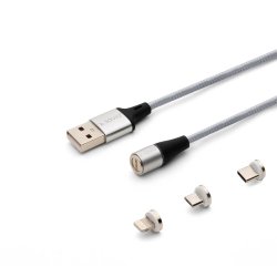 Savio Cl-156 USB Kabel 2 M USB 2.0 Usb-C Micro Usb-A Lightning Silver