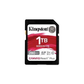 Kingston Technology 1 TB Canvas React Plus SDXC UHS-II 280R/150W U3 V60 til fuld HD/4K