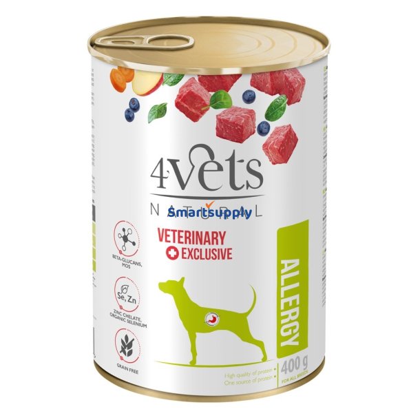 4Vets Natural Allergy Lammehund - Vdfoder Til Hunde - 400 G