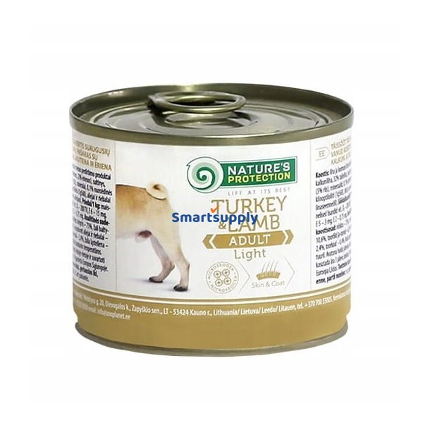 NATURENS BESKYTTELSE Voksen let kalkun og lam - vdt hundefoder - 200 g
