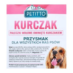 PETITTO Kylling indpakket spisepinde - Hundegodbidder - 500 g