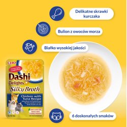 Inaba Cat Dashi Delights Silky Bouillon Kylling Med Tun Og Laks - Kattegodbidder - 40G